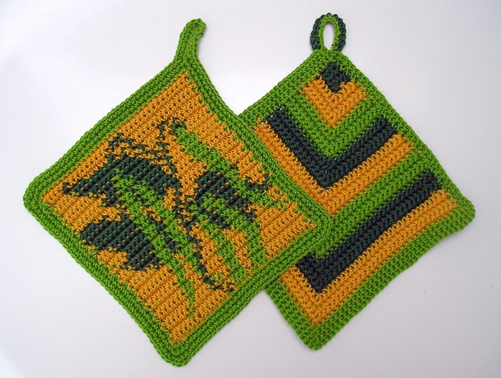 Häkelanleitung Topflappenset "Bohnen"