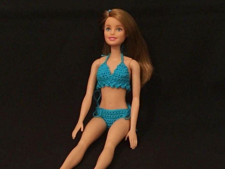 Häkelanleitung Bikini, Matchsack und Handtuch - für Anziehpuppe