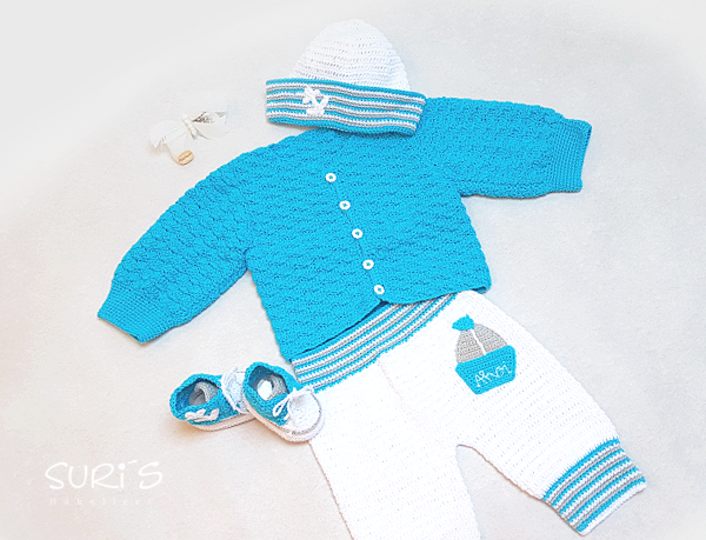 Häkelanleitung Babyset ~ Ahoi ~ Größe 50 - 68