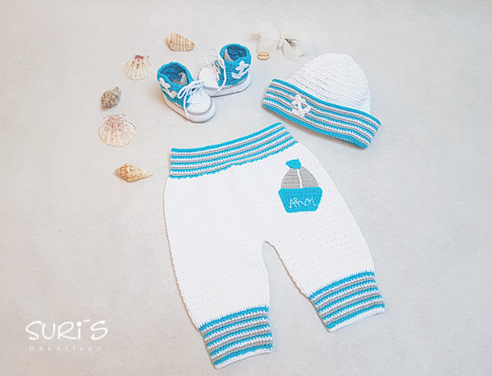 Häkelanleitung Babyset ~ Ahoi ~ Größe 50 - 68