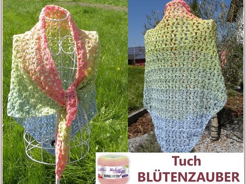 Tuch "Blütenzauber" mit 1 Bobbel Woolly Hugs-COTTON häkeln