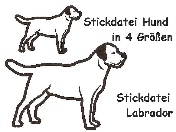 Stickdatei Hund Labrador in 6 Größen