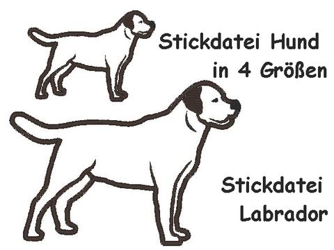 Stickdatei Hund Labrador in 6 Größen