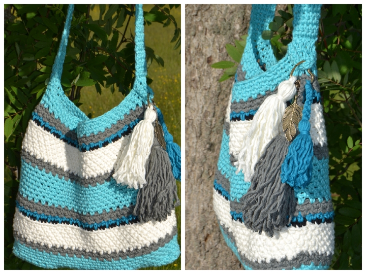 - SKYLA - schnelle Beachtasche, Strandtasche, Tasche, Häkeltasche, für jede Größe und Garn nach Wunsch