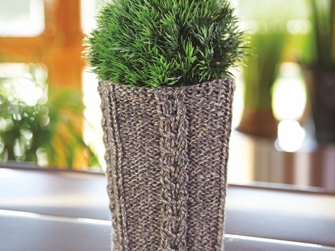 Strickanleitung Manschette für eckige Vase "Arbeitsstrumpf" 754058