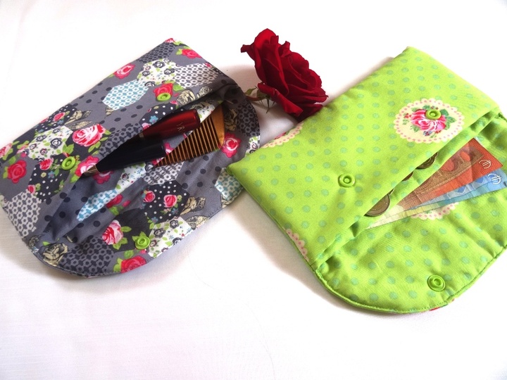 schnelles Täschchen nähen mit 2 Fächern aus einem Stoffstück und nur 2 Nähten