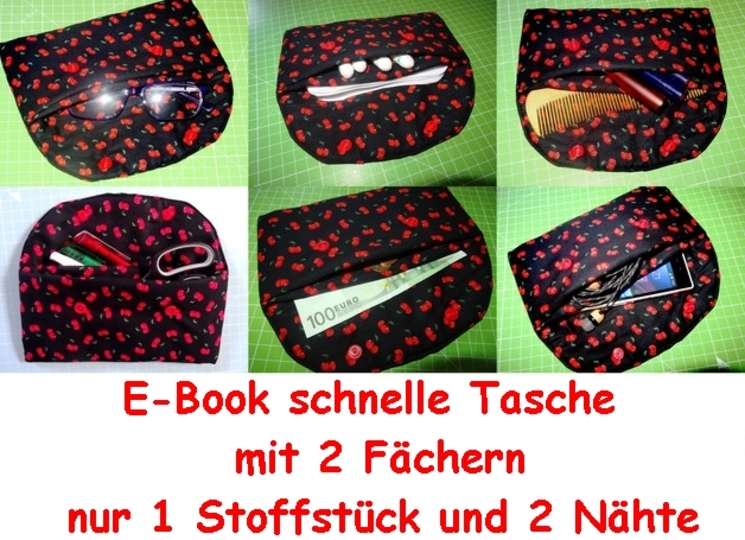 schnelles Täschchen nähen mit 2 Fächern aus einem Stoffstück und nur 2 Nähten