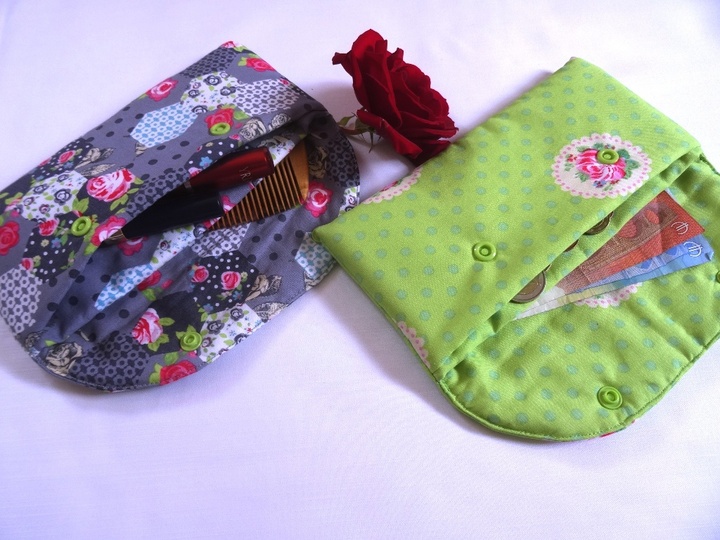 schnelles Täschchen nähen mit 2 Fächern aus einem Stoffstück und nur 2 Nähten