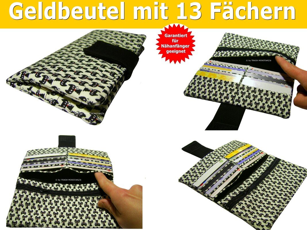 Geldbeutel mit 13 Fächern - Nähanleitung