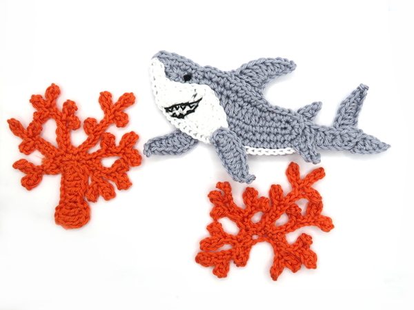Shark + Plants crochet Applique Pattern