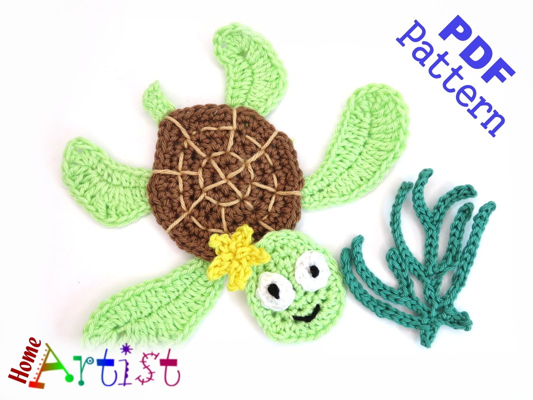 Seaturtle + Plants crochet Applique Pattern - Image 2