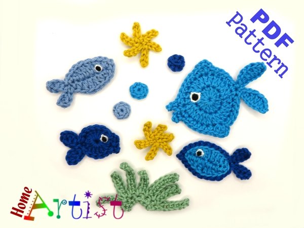 Fish crochet Applique Pattern