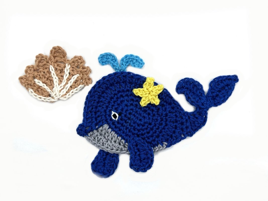 Whale + Shell crochet Applique Pattern - Image 2
