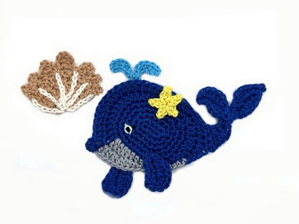 Whale + Shell crochet Applique Pattern