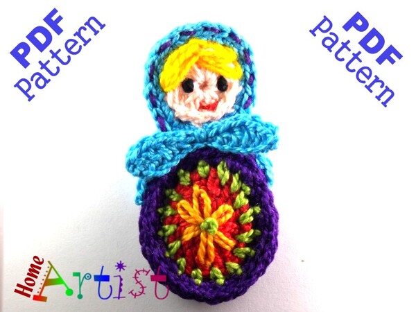 Matryoshka crochet Applique Pattern