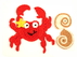 Crab + Shell crochet Applique Pattern