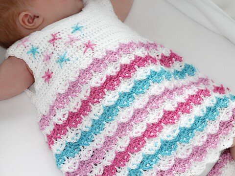 Easy Crochet Pattern – Baby Dress "Unicorn" with Shell Stitch Pattern