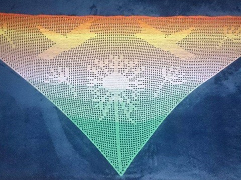 Motivtuch Pusteblume, Dreieckstuch, Häkelanleitung