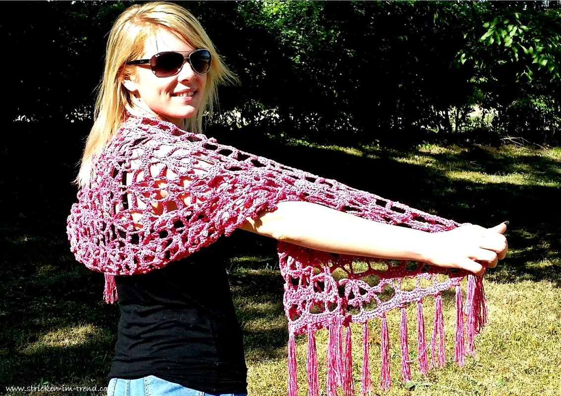 Häkelanleitung für Stola / Schulterwärmer mit Fransen | PINK POISON - Bild 2
