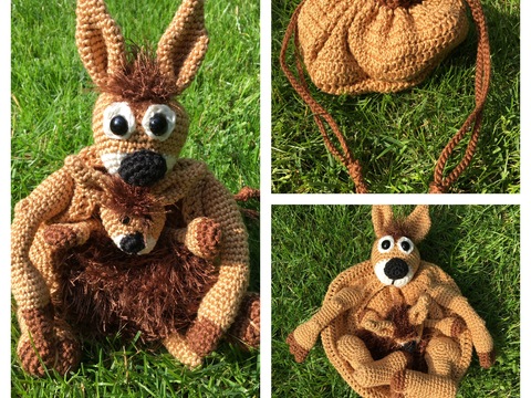 Känguru mit Baby - im Beutel