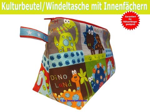 Kosmetiktasche/Kulturbeutel ''Maxi'' mit Innenfächern - Schnittmuster & Nähanleitung