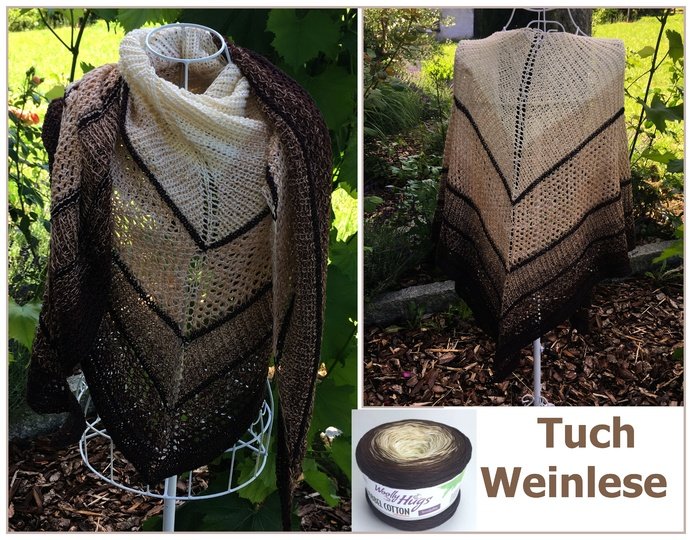 Tuch "Weinlese" mit 1 Woolly Hugs BOBBEL-COTTON stricken