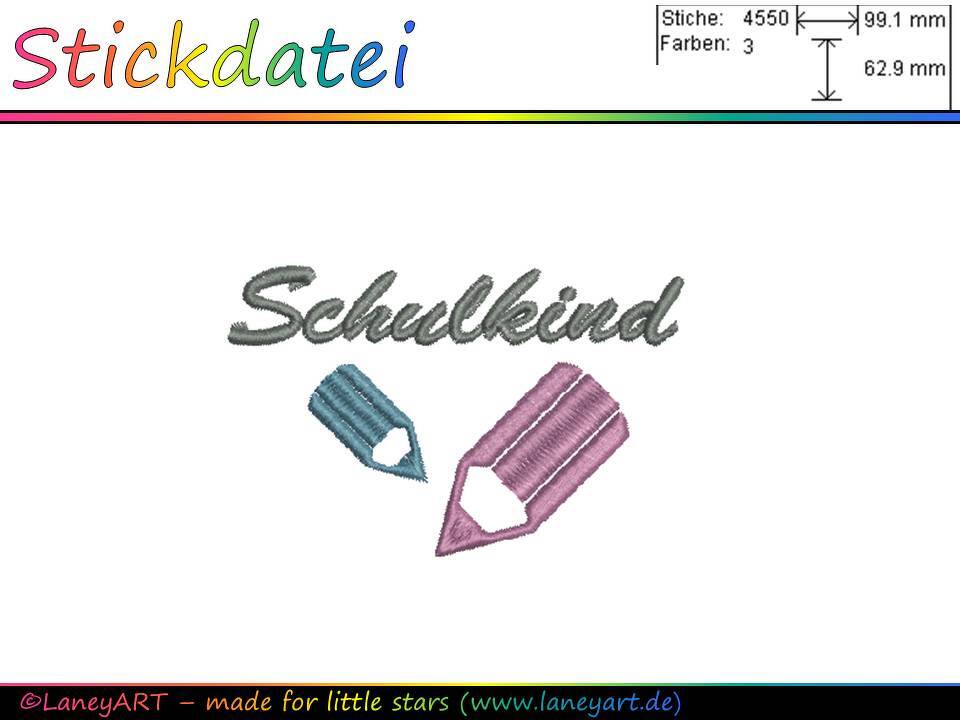 Stickdatei "Schulkind &amp; Stifte"