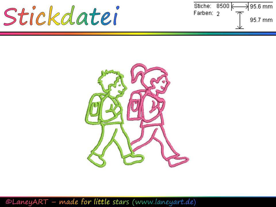 Stickdatei "Schulkinder / Schulstart / Schulanfang"