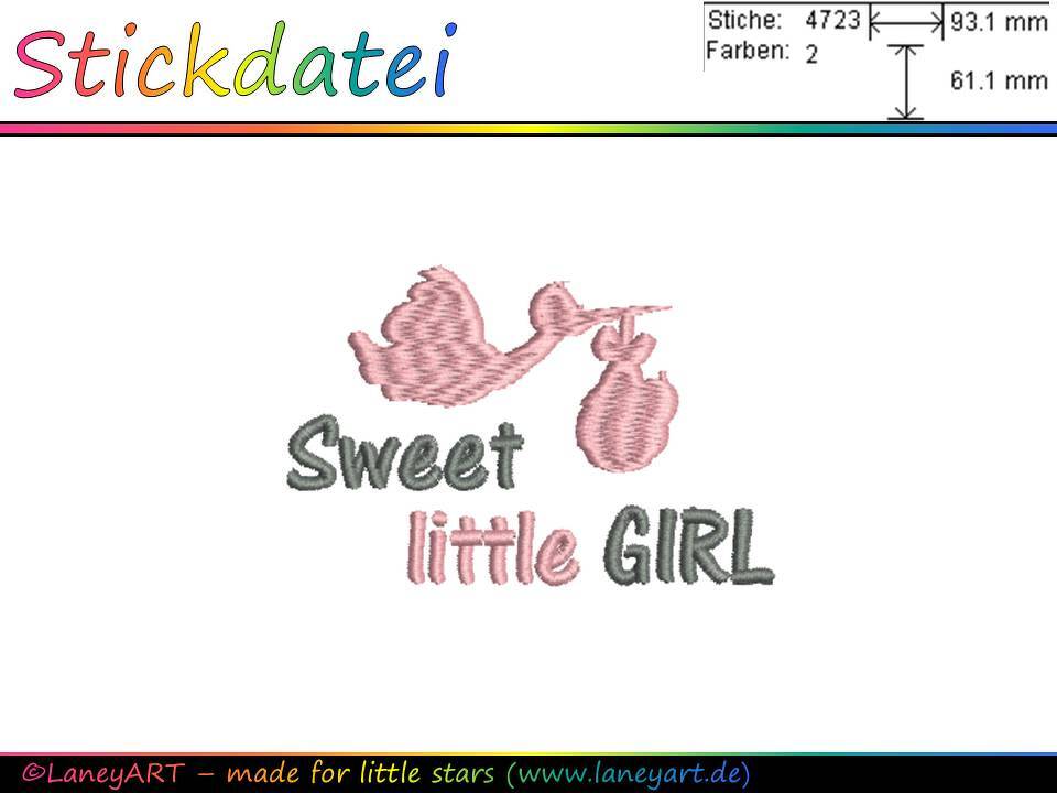 Stickdatei "Storch mit Baby - Mädchen"