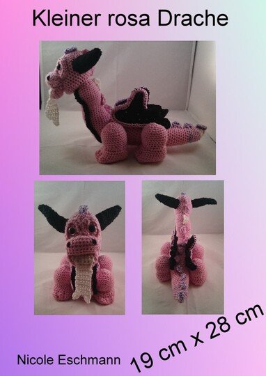 Kleiner Rosa Drache 19x28 cm