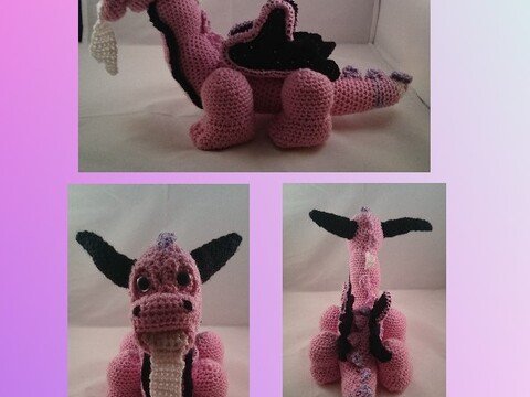 Kleiner Rosa Drache 19x28 cm