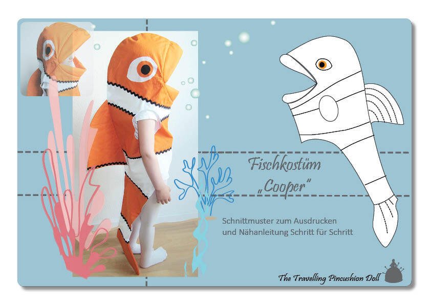 Schnittmuster/Nähanleitung Fischkostüm "COOPER" Gr. 80-134
