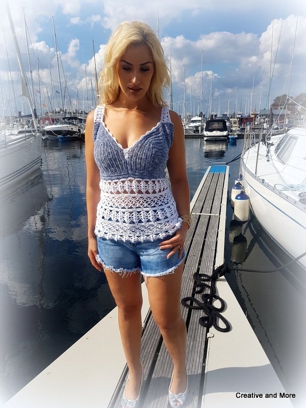 Maritimes Häkeltop Sabrina - alle Größen - - Bild 3