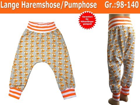 Lange Pumphose/Haremshose ''Superbequem'' Größe 98-140 - Schnittmuster & Nähanleitung