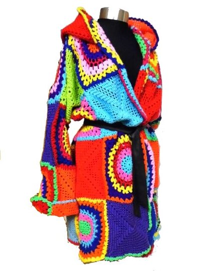 E-Book * PlusSizeD MultiColoR Jacke & Kapuze * Circles & More, kunterbunte Häkeljacke,