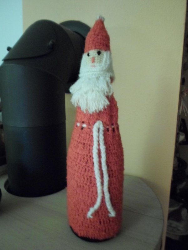 Anleitung Flaschenverkleider - Weihnachtsmannkostüm