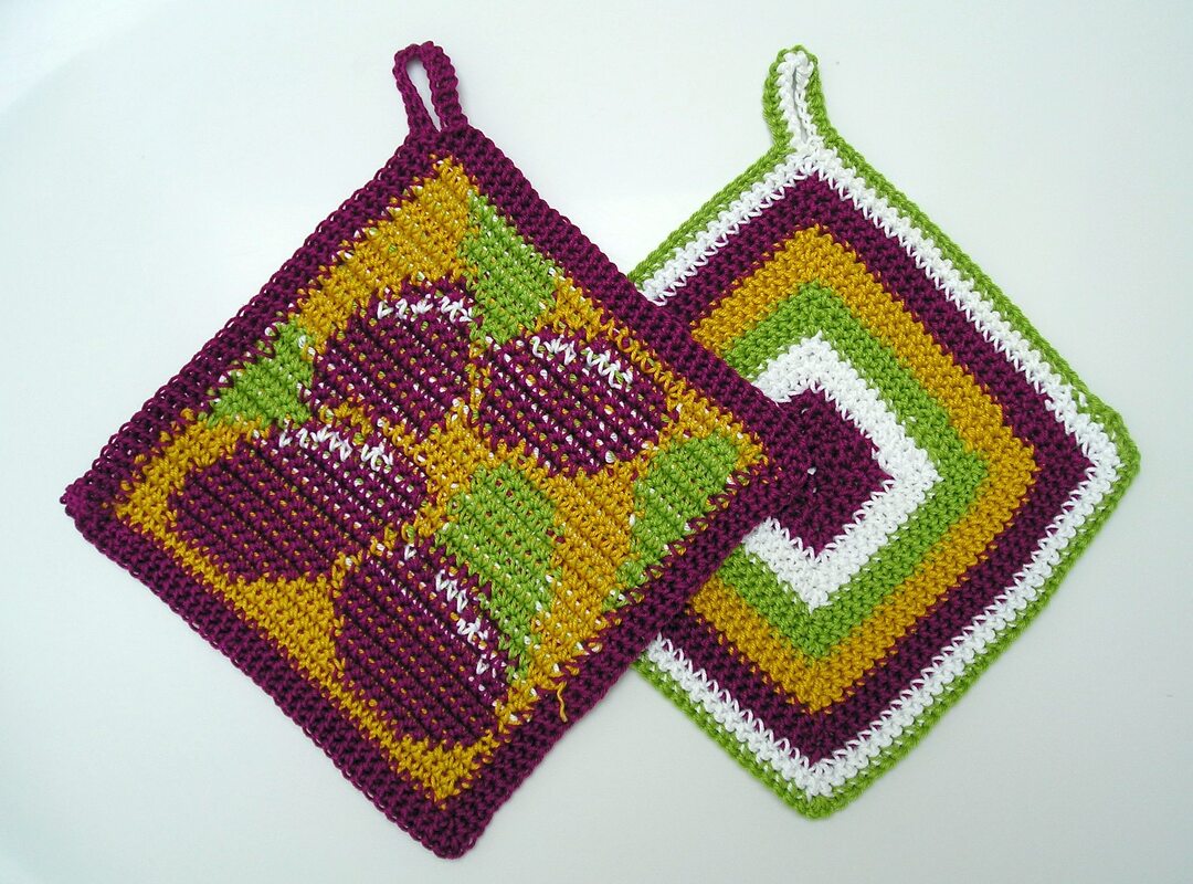 Häkelnaleitung Topflappenset "Pflaumen" - Bild 3