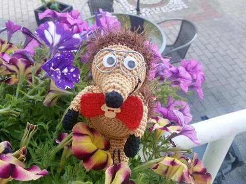 Häkelanleitung Blumenstecker Professor Igel