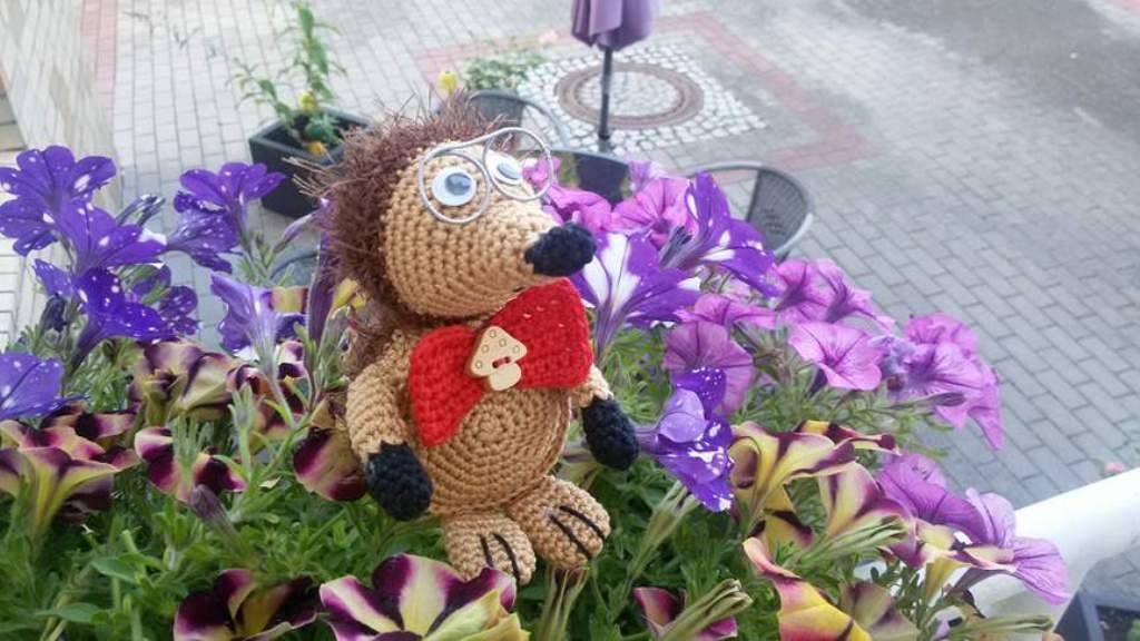 Häkelanleitung Blumenstecker Professor Igel - Bild 2