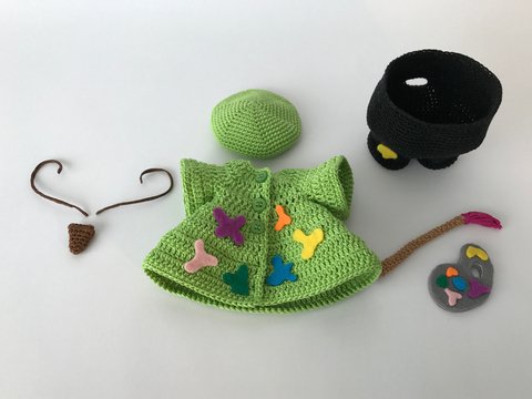 Maler-Outfit, für Seppl das bayrische Wiesel, (ohne Figur) Häkelanleitung