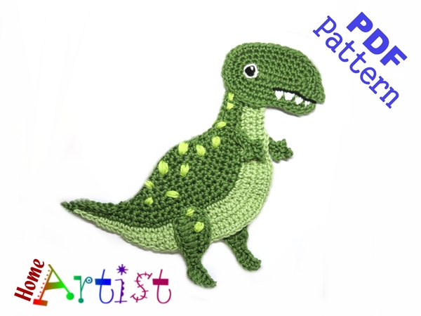Dinosaur set Crochet Pattern 5 Dino crochet pattern applique Instant PDF Download