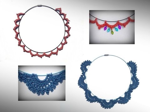 2 Häkelanleitungen Bogen & Spitzen Collier