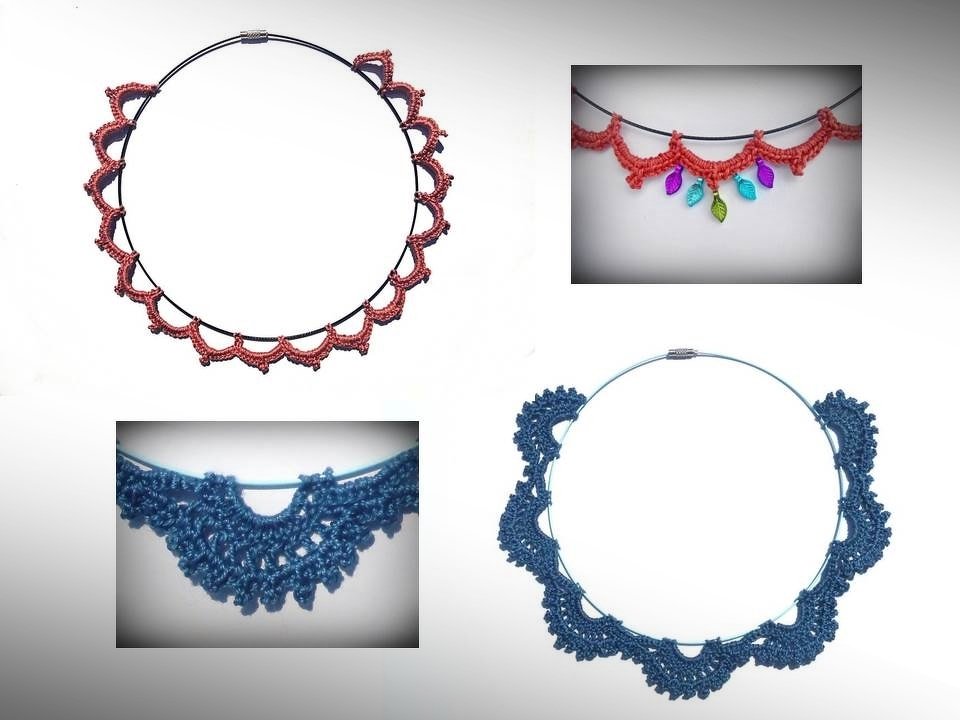 2 Häkelanleitungen Bogen &amp; Spitzen Collier