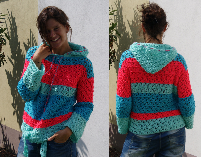 Kapuzen-Pulli BLÜTENMEER (Gr. S-XL, leicht an alle Größen anzupassen)