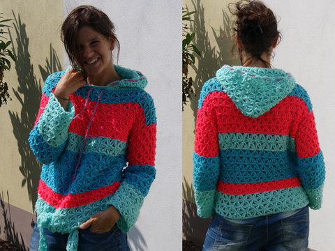 Kapuzen-Pulli BLÜTENMEER (Gr. S-XL, leicht an alle Größen anzupassen)