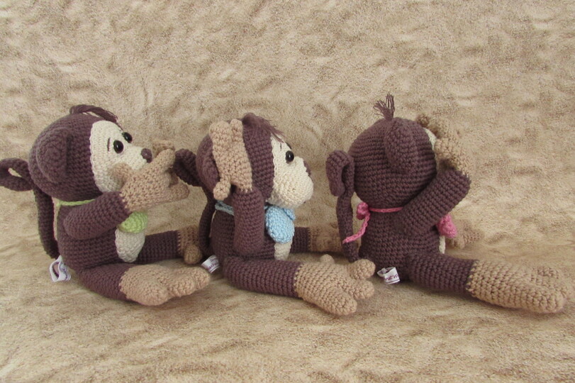 Wuschel Affen-Trio PDF Häkelanleitung