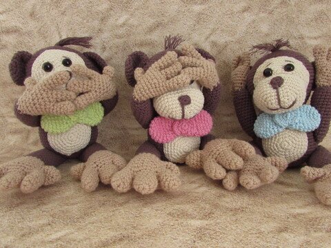 Wuschel Affen-Trio PDF Häkelanleitung