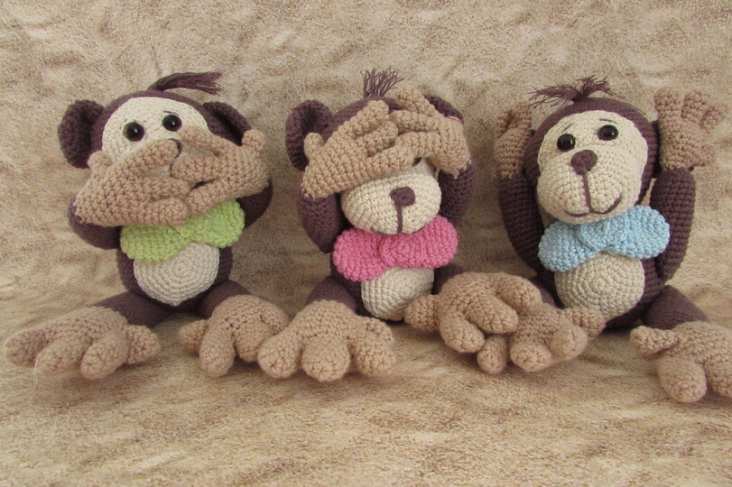 Wuschel Affen-Trio PDF Häkelanleitung