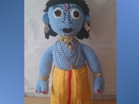 Krishna Indischer Gott Puppe ca. 48 cm Indien