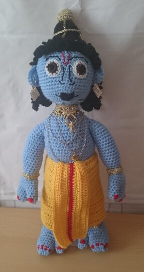 Krishna Indischer Gott Puppe ca. 48 cm Indien